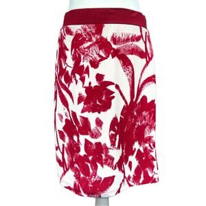 Gilli ModCloth Red Floral Knee Length Skirt Lined Women’s Large